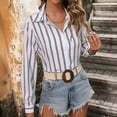 thumbnail image 2 of COMVALUE Women 2026 Striped Long Sleeve Dress Shirts Collared Office Work Blouses Button Up Tops (White, XL), 2 of 5