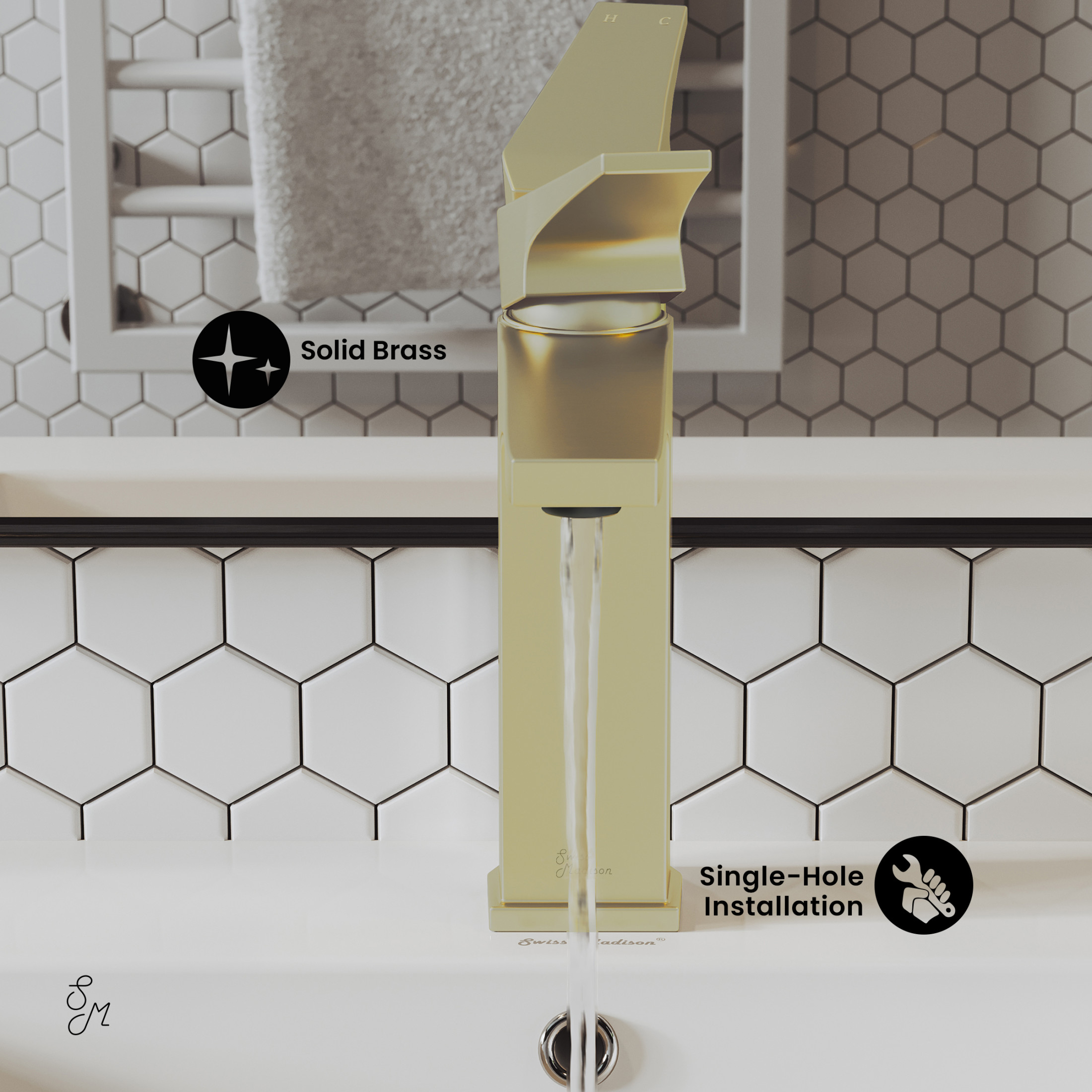 Voltaire Single Hole, Single-Handle, Bathroom Faucet in Brushed Gold