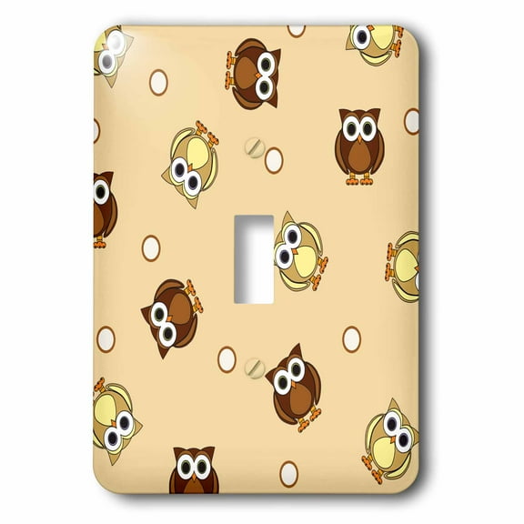 3dRose, Cute Brown Owl and Dot Print Taupe, single toggle switch