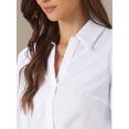 thumbnail image 5 of DARING DIVA Collared V Neck Polo Long Sleeves Shirt L White, 5 of 6