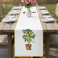 thumbnail image 4 of Summer Lemon Table Runner 72 Inches, Yellow Potted Plant Green Botanical Bed Runner Dresser Scarves Tabletop for Indoor Outdoor Parties/Ceremony/Banquet, 14" x 72", 4 of 9