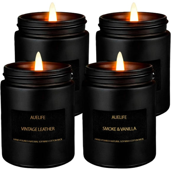 Set de 4 Velas Aromáticas Bluelander Vainilla Roble Antiguo Lavanda Cuero Antiguo Cera de Soja