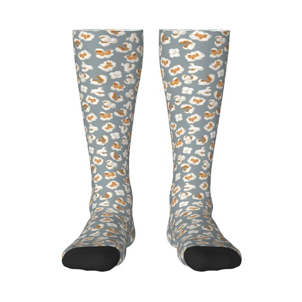 Fotbe White Popcorn Calcetas Divertidas Estampadas para Hombre y Mujer, Calcetas de Algodón hasta la Rodilla para Caminar, Correr, Enfermería y Embarazo