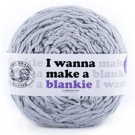 UPC: 0842093120483 | Lion Brand Yarn I Wanna Make a Blankie Pearl Grey 1 Ball Blanket Super Bulky Polyester Grey Yarn