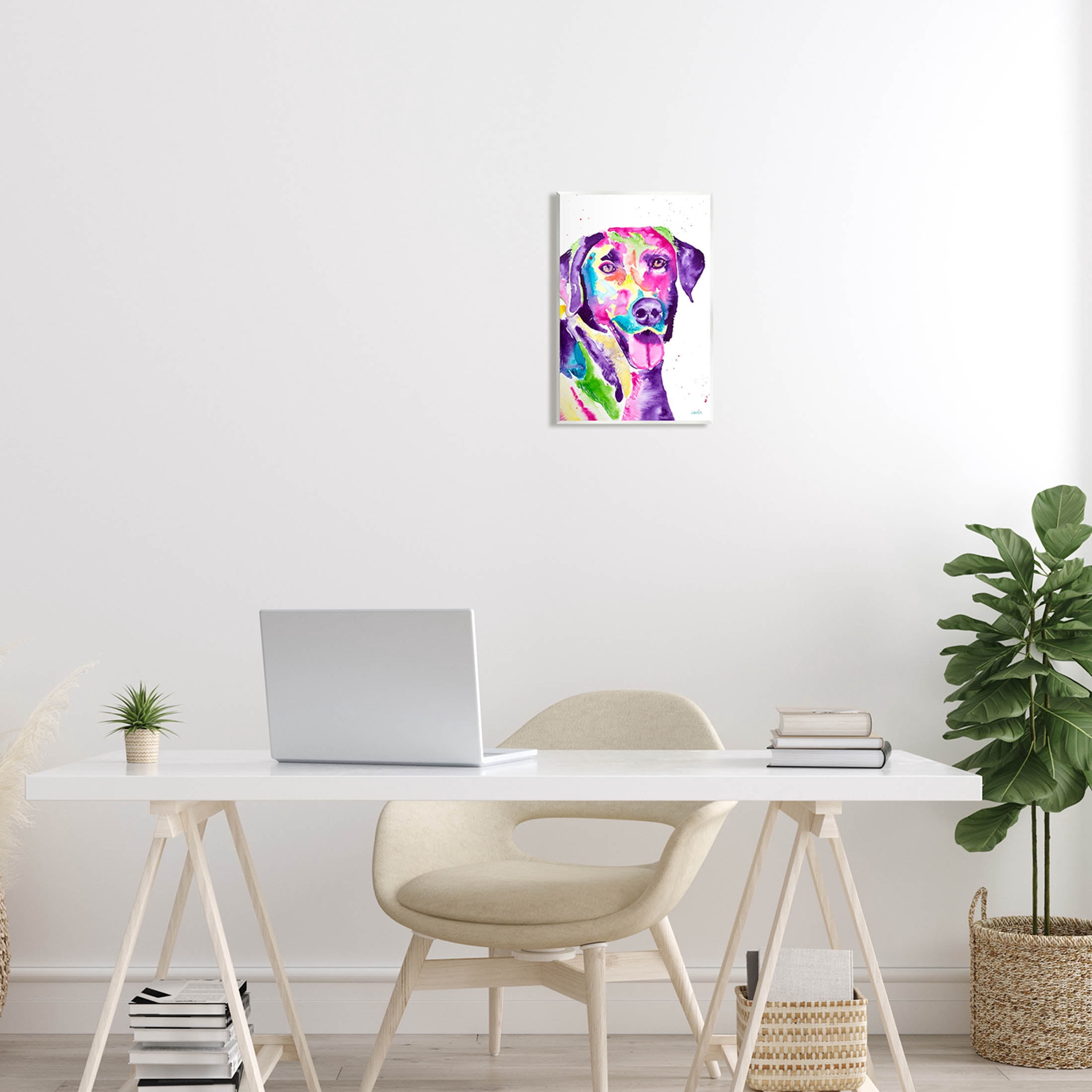 Purple Lab Dog Happy Retriever Animals & Insects Graphic Art Unframed Art Print Wall Art