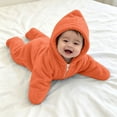 thumbnail image 4 of felwors Baby Starfish Onesie,Cozy Star Babies Swaddle Bag,Infant Soft Fleece One Piece Romper,Fall Winter Warm Outfits, 4 of 7