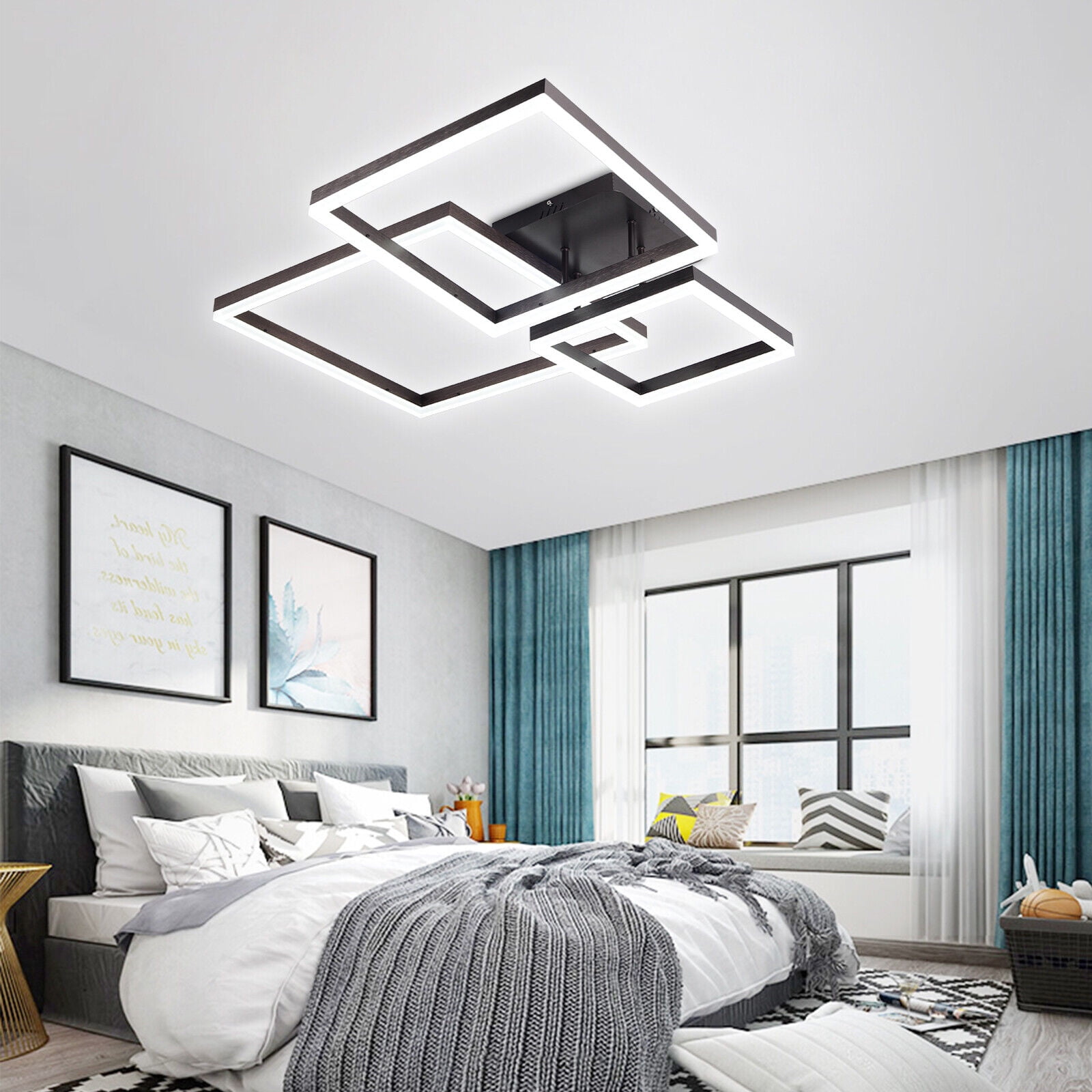 Modern Acrylic LED Ceiling Light 3 Squares Flush Mount Dimmable Ceiling