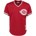 thumbnail image 2 of Men's Mitchell & Ness Barry Larkin Red Cincinnati Reds Cooperstown Collection Mesh Batting Practice Button-Up Jersey, 2 of 3