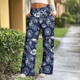 thumbnail image 5 of Frostluinai Womens Summer Pants Drawstring Waist Straight Wide Leg Sweatpants Casual Floral Print Open Bottoms Joggers with Pocket, 5 of 7