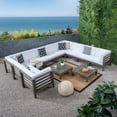 thumbnail image 6 of GDF Studio Cascada Outdoor Acacia Wood 10 Seater Sectional Sofa Set, Gray and White, 6 of 11