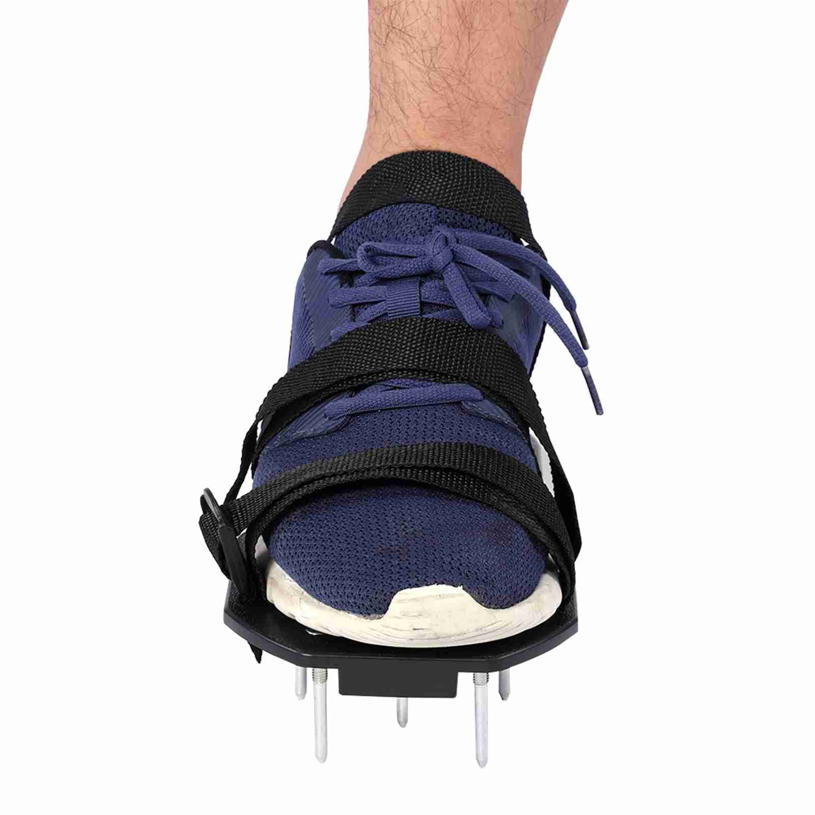 YAHHU Heavy Duty Lawn Aerator Shoes 3 Straps Spiked Sandals for Soil Aeration, 11.81 inches / 30 cm, Green/Black