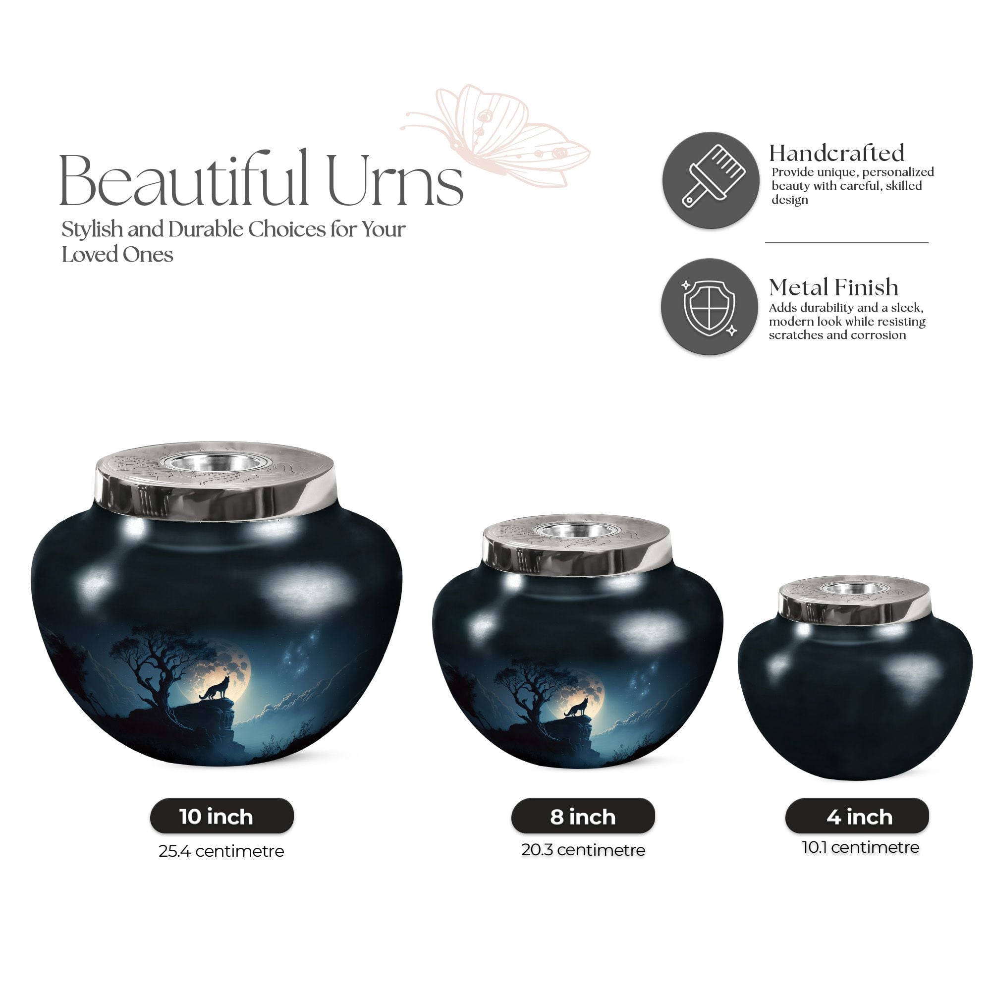 KARYLIZ Wolf Cremation Urn - Large Urn For Human Ashes Adult Female - Memorial Urns For Ashes - Funeral Ash Holder - Decorative Urns - Burial Urns For Ashes - Unique Gifts For Women 10 Inch