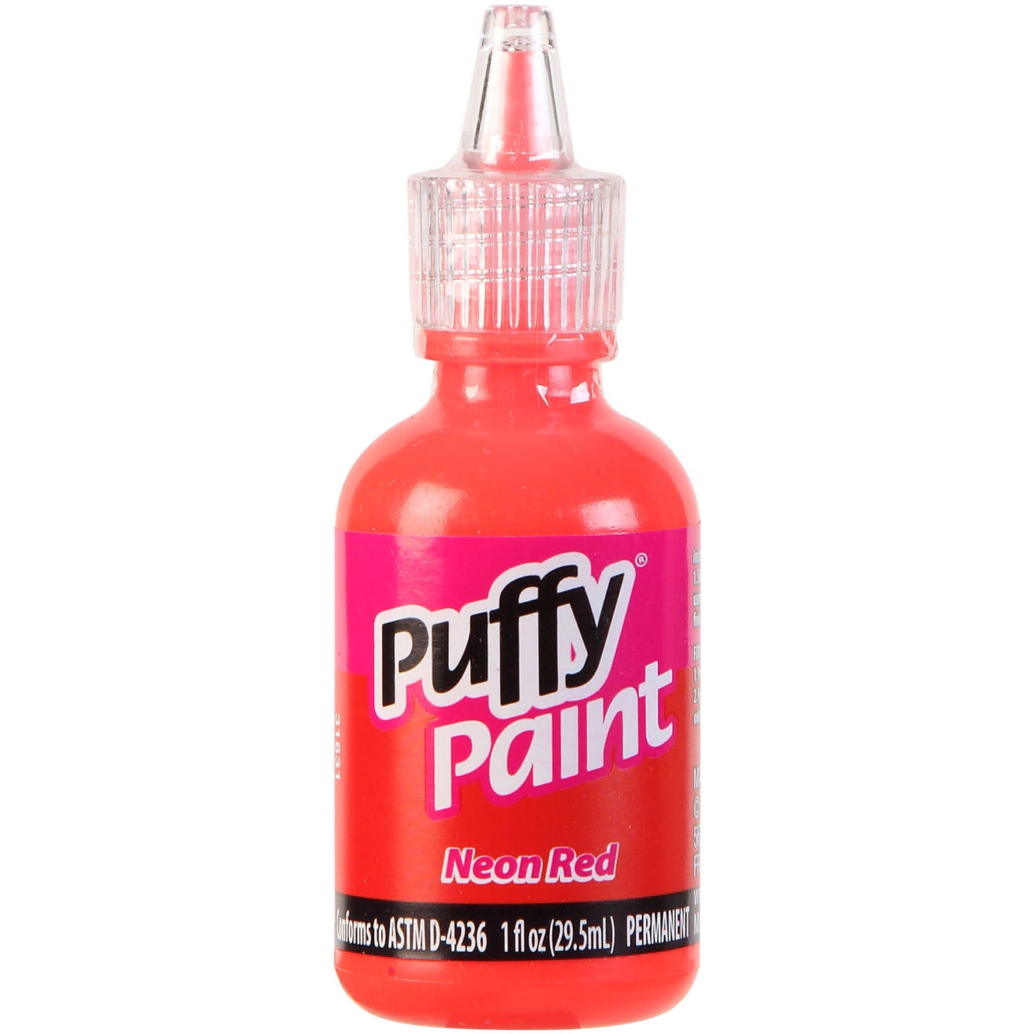 Puffy® 1 fl oz 3D Paint Neon Red, Dries Permanent, MultiSurface