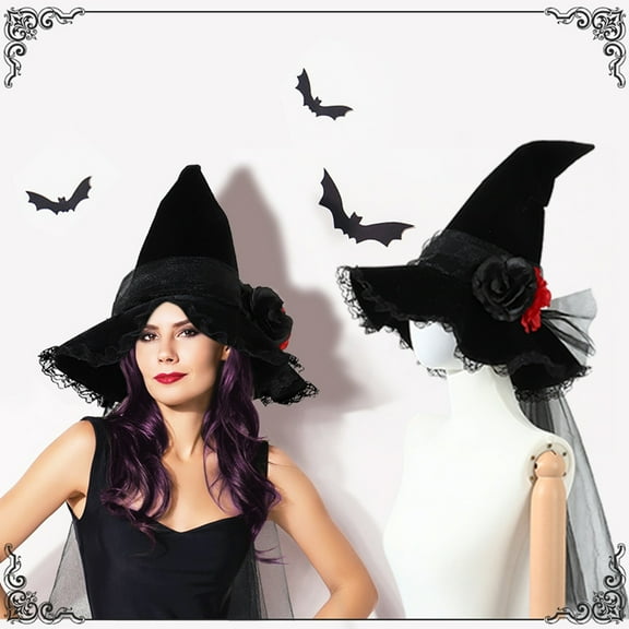 Gothic Witch Hat With And Silk Flowers Accessory For Women Adjustable Baseball Hats Lows Hat Where The Road Ends Hat Day of The Hat Tires Hat Cute Outfits for Young Women Sticking Hat for Women Mens