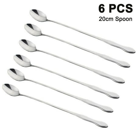 

6-piece Stainless Steel Cutlery Long Drink Spoon Set 20 Cm Cocktail Spoon Polished Stainless Steel