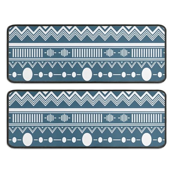 Kitchen Rugs Sets Of 2,Geometric Diamond Chevron Pattern Anti Fatigue Kitchen Mat Rugs Non Slip Washable,Decorative Kitchen Floor Mats for Kitchen,Sink,Laundry,17"x47"+17"x47"