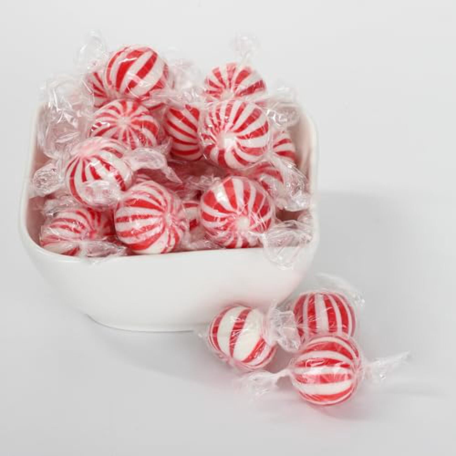 Jumbo Peppermint Mint Balls Christmas Individually Wrapped Hard Candy Red and White 3 Pounds