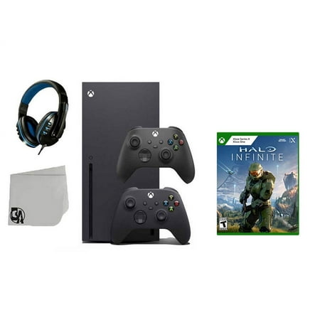 Xbox Series X Video Game Console Black with Halo Infinite BOLT AXTION Bundle with 2 Controller Like New