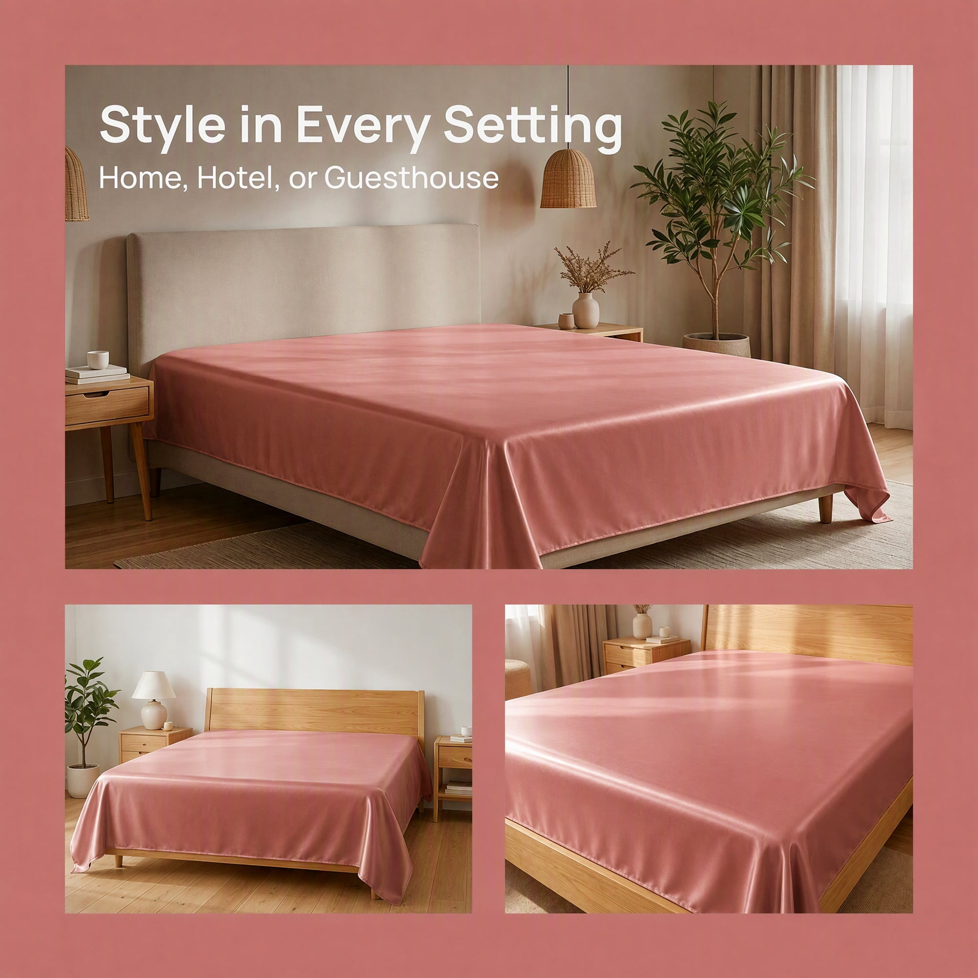 Unique Bargains Microfiber Gauze Bed Sheet Flat Sheet Bedding Pink 66"x88"