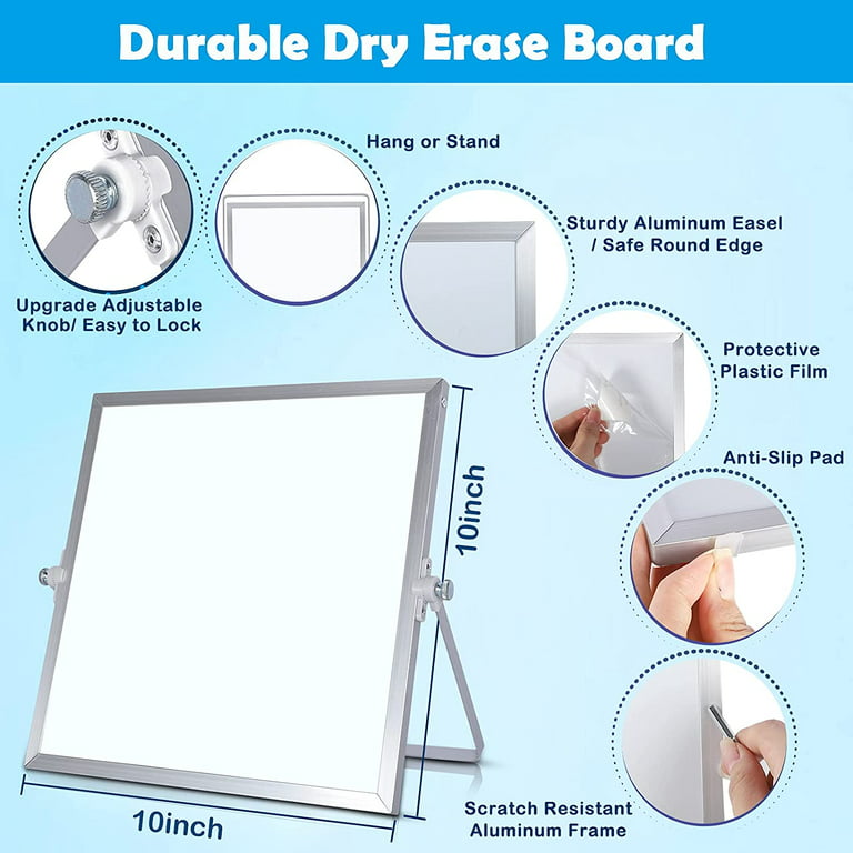 Small Whiteboard with Stand 10 inch x 10 inch, Magnetic Double-Sided Dry Erase White Board Easel for Desk Students Kids Home Office, Size: 25