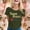 Army Green, variant on Women Tshirts Letter Graphic Short Sleeve Crewneck Bride Top Womens Blouses Army Green XL