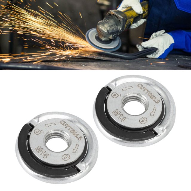 Quick Release Grinder Nut, 2Pcs Deformation Proof M14 Angle Grinder Flange Nuts Carbon Steel for Fixing Cutting Discs