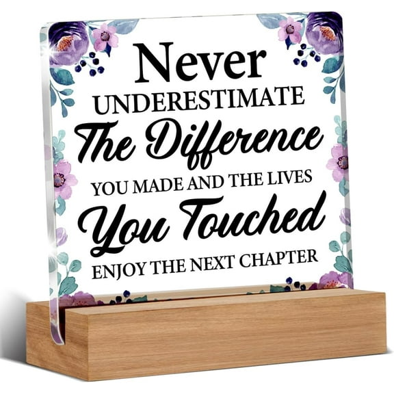 Retirement Gift for Coworker Women - Coworker Leaving New Job Gifts - Never Forget the Difference Clear Desk Decorative Sign Home Office Decor Coworker Acrylic Sign 4x4 Inch