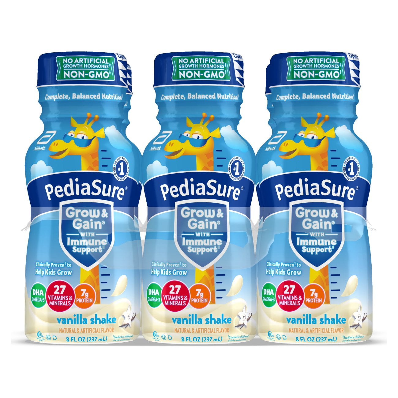 PediaSure Grow & Gain Nutritional Shake, Vanilla, 8-oz Bottle (6 Count)