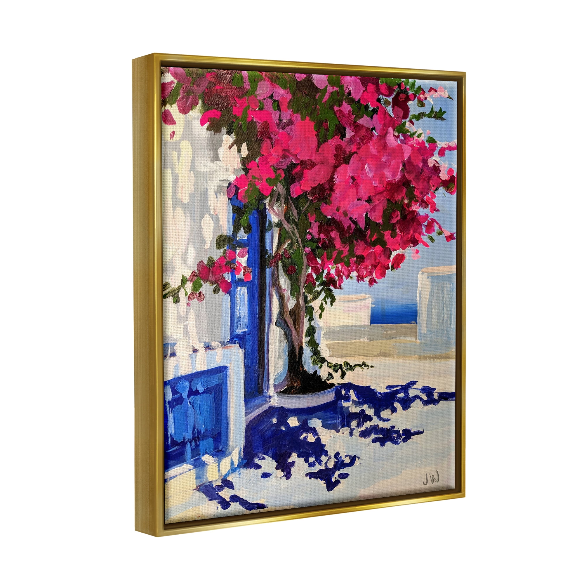 Stupell Industries Abstract Tree in City Botanical & Floral Painting Gold Floater Framed Canvas Art Print Wall Art, 17 x 21