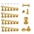 thumbnail image 2 of Pack of 20 Brass Chicago Screws Solid Brass Nail Rivet Chicago Button for DIY Leather Decoration Flat Head Stud Screw Brass 8x5mm, 2 of 5