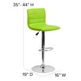 thumbnail image 6 of BizChair Modern Green Vinyl Adjustable Bar Stool with Back, Swivel Stool with Chrome Pedestal Base and Footrest, 6 of 12