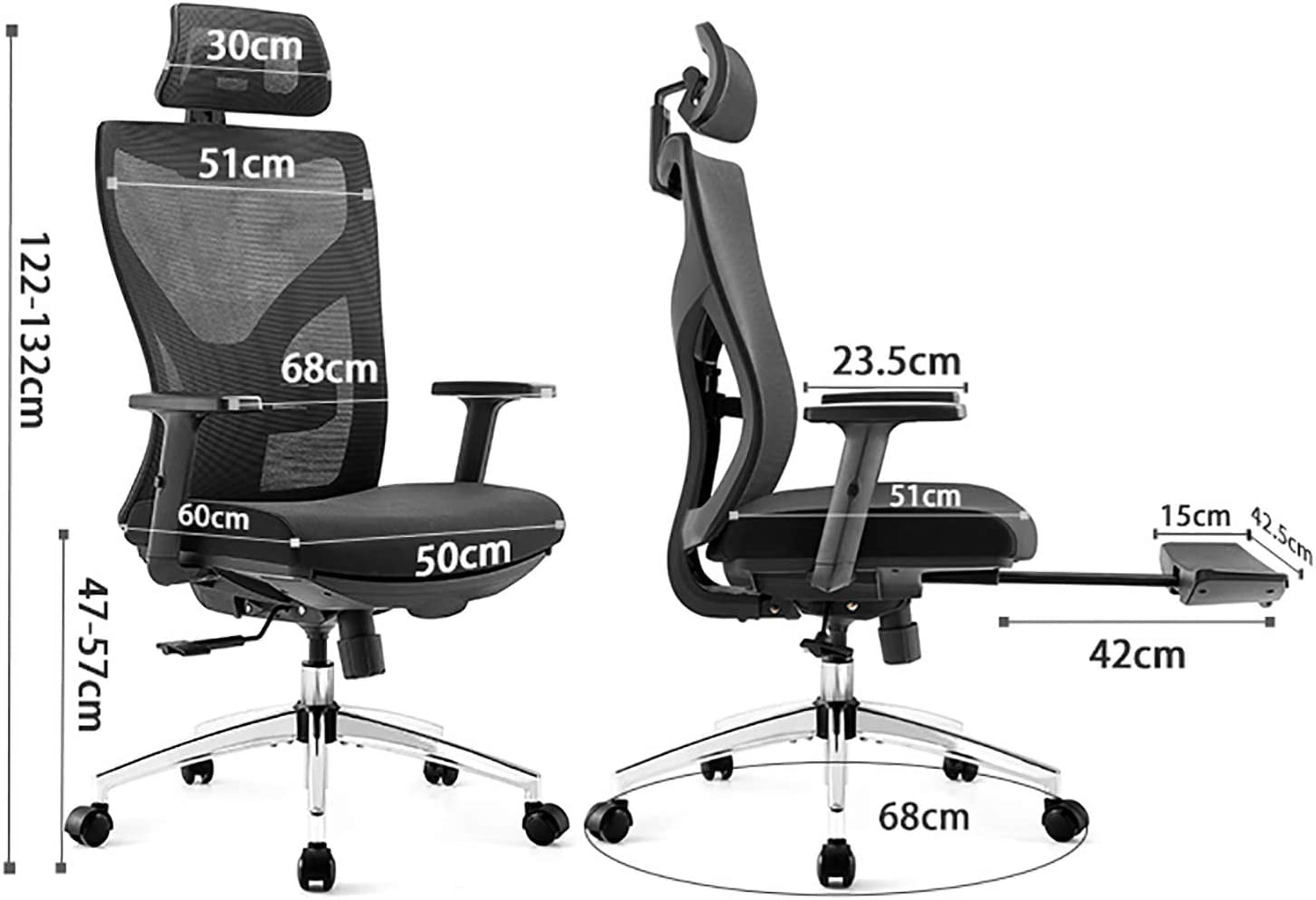 Ergonomic Office Chair, High Back Desk Chair with Adjustable Lumbar Support & Thick Seat Cushion, 135Reclining & Rocking Mesh Computer Chair with Footrest, Adjustable Headrest, Armrest (Black)