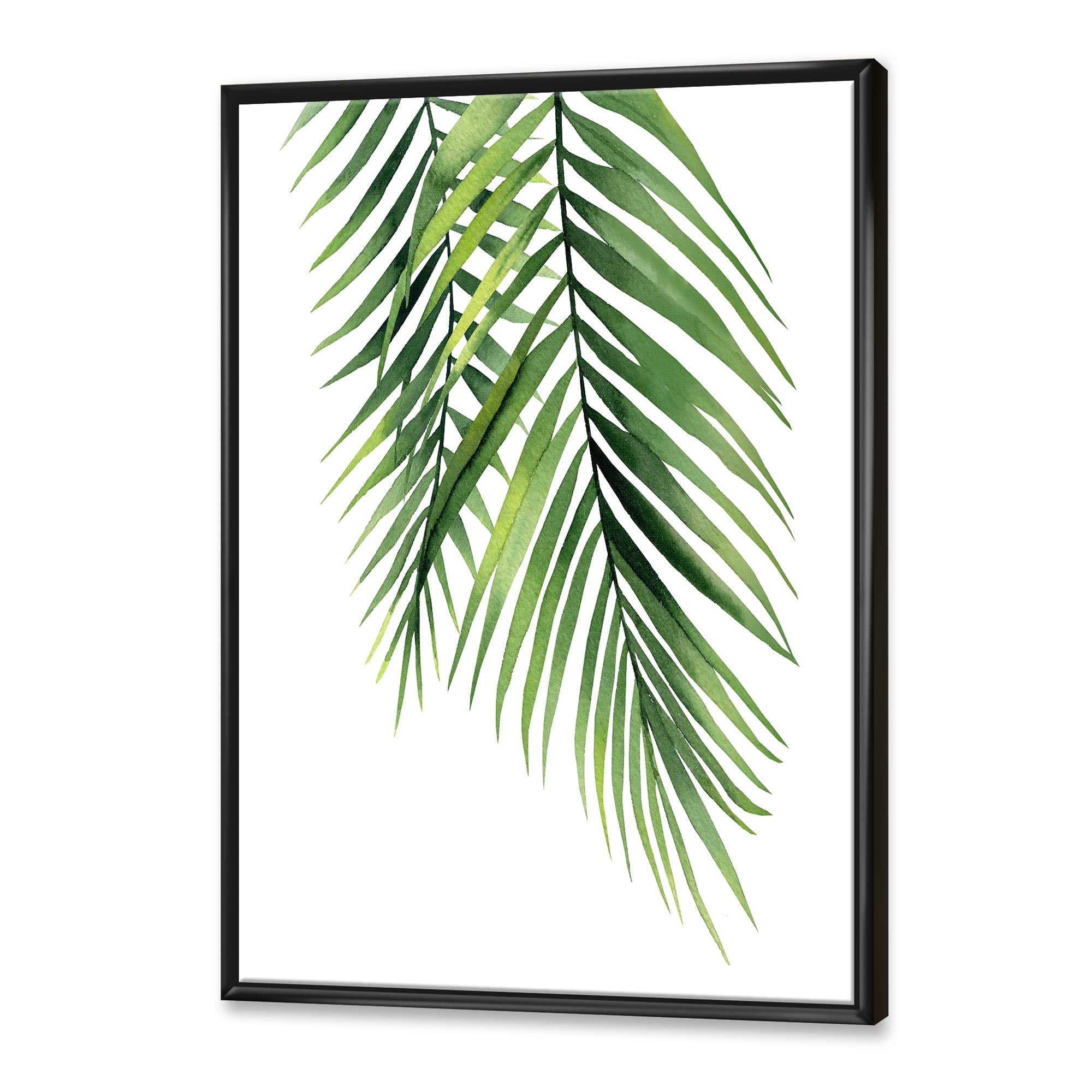 Designart 'Tropical Palm Branches' Tropical Framed Canvas Wall Art Print