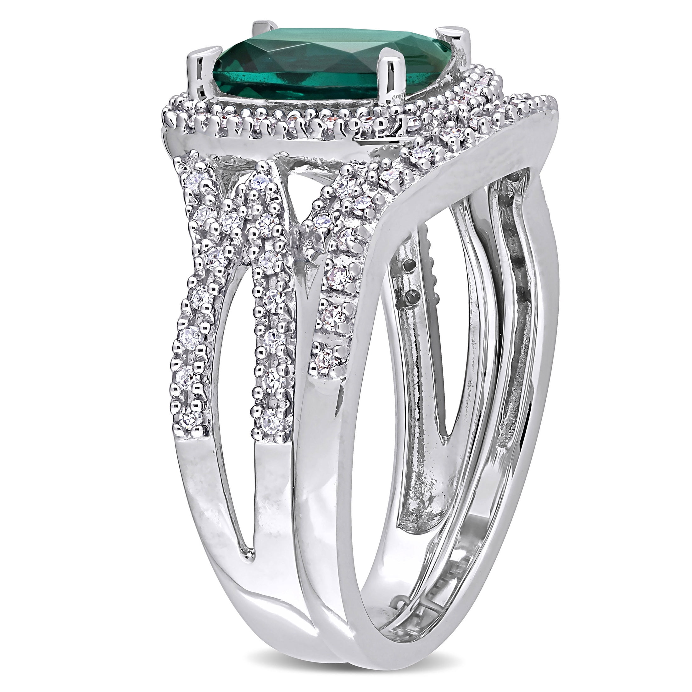 Everly Women's Created Emerald 10k White Gold Bridal Set