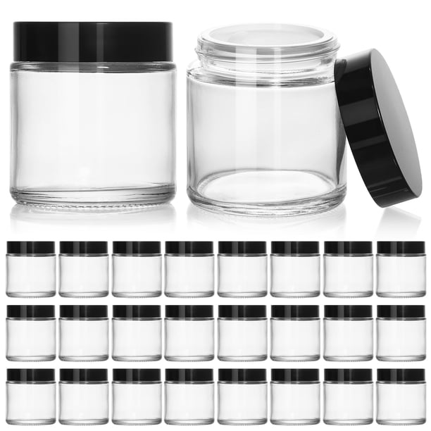 Frascos de vidrio KEYWING de 120 ml (4 oz) con tapa negra, paquete de 24