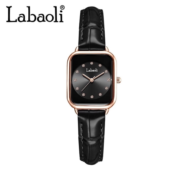 EXPLOJOY Women's Square Luxury Watch – Waterproof, Diamond Accents, Elegant Leather Strap