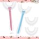 thumbnail image 1 of Cepillo de dientes en forma de U para niños, cepillo de dientes de entrenamiento manual con cabezal de cepillo de silicona suave desmontable de grado alimenticio, diseño de limpieza de dientes orales, 1 of 5
