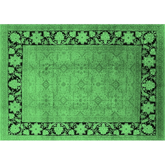 Ahgly Company Indoor Rectangle Oriental Emerald Green Industrial Area Rugs, 4' x 6'