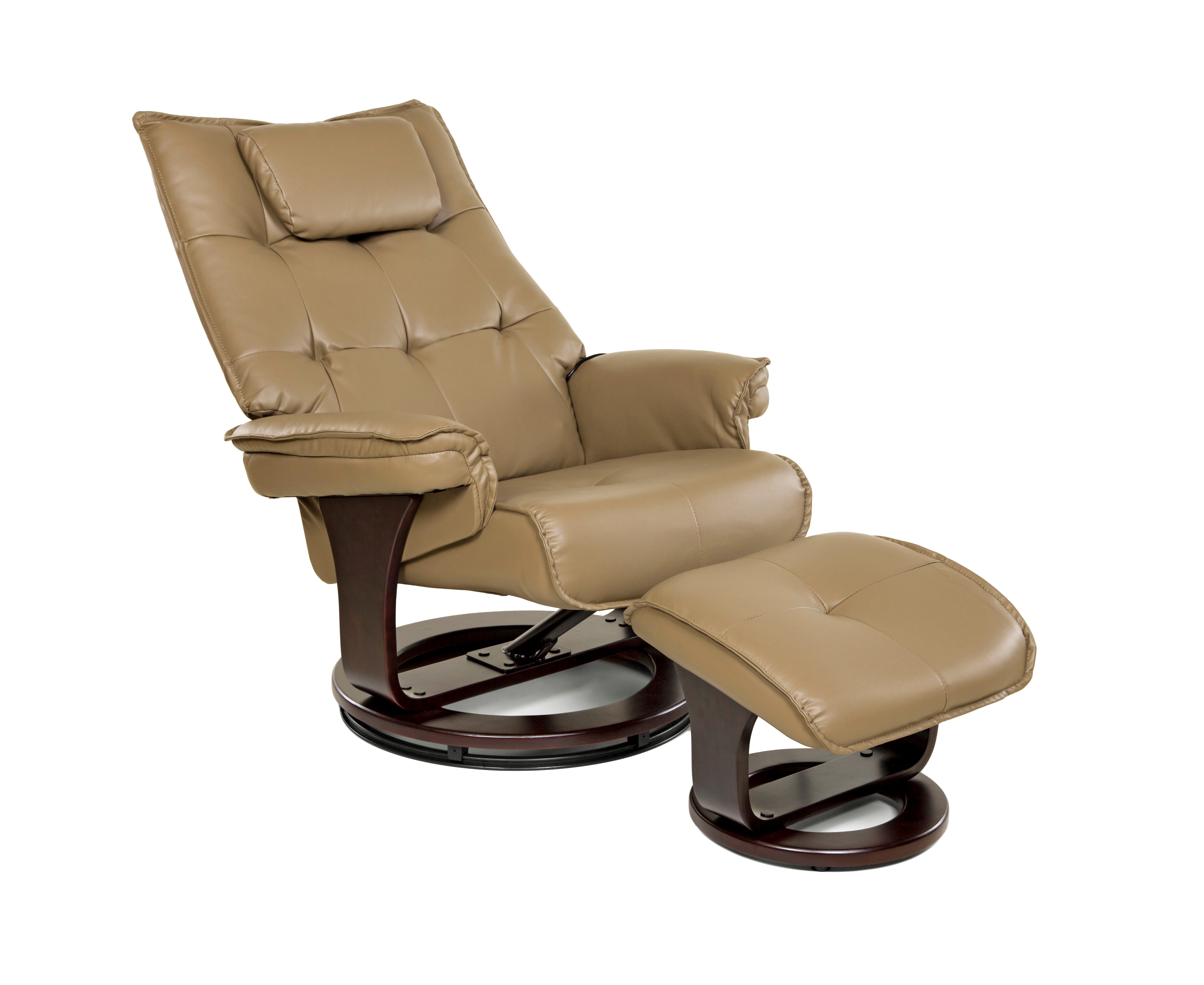 Relaxzen Madison Bonded Leather Massage Recliner with Ottoman, Mocha