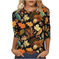 thumbnail image 2 of VKOYWKM 3/4 Sleeve Tops for Women Thanksgiving Shirts Halloween Pumpkin Graphic Fall T Shirts Loose Fit Crew Neck Thanksgiving Gift Tops, 2 of 5