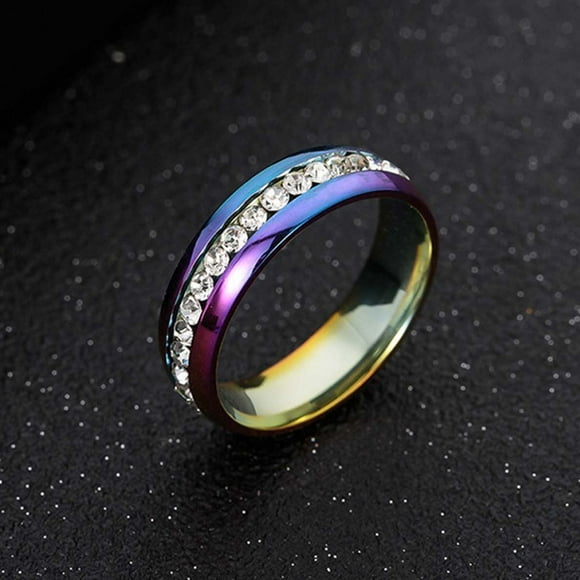 5Pcs Stainless Steel Crystal Ring, Cagogo Stainless Steel Ring, Crystal Ring for Men and Women, Cubic Zirconia Wedding Band for Couples, Fashion Jewelry for Engagement Party Anniversary Gift