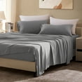 thumbnail image 5 of Sleep Zone Full Sheets Set - 4 Piece Bedding - Jersey Knit Cooling Sheet Set - Soft and Fade Resistant - Easy Care - Deep Pocket (Full,Gull Grey), 5 of 7