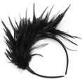 thumbnail image 2 of Diadema de plumas de los años 20, diadema estilo flapper de los años 20, diadema clásica vintage, tocado de boda para fiesta temática, diadema de plumas (negro), 2 of 5