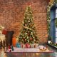 thumbnail image 5 of Six-y-a-half-foot prelit snow-flocked artificial spruce christmas tree con pinecones, warm blanca lights, y foldable metal stand, 5 of 9
