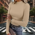 thumbnail image 2 of FAIWAD Long Sleeve Tops for Women Mock Neck Slim Fitted Ribbed Knit Basic Shirts Base Layer Tee Going Out Clothes, 2 of 8