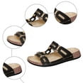thumbnail image 7 of Slide Sandals Women Comfy Cork Footbed Orthopedic Slippers Fashion Cutout Splice Leather Slip on Flat Beach Shoes Black Size 9.5, 7 of 7