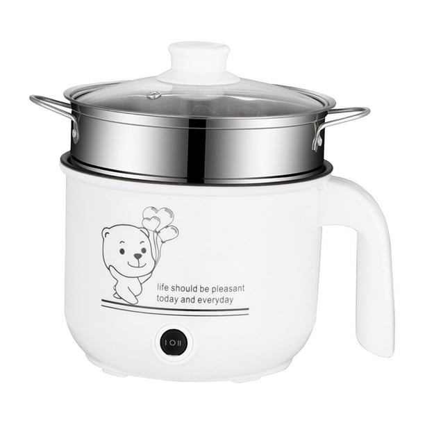 Olla de cocina eléctrica, sartén eléctrica, antiadherente, multiusos, cocina de fideos domésticos, cocina Ramen, electrodomésticos de cocina para con Blanco Soledad ollas calientes eléctricas