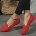 thumbnail image 4 of Lovskoo 2024 Women's Loafers Mesh Knit Shoes Round Toe Low Wedge Comfort Soft Slip on Walking Flats Shoes Red, 4 of 8