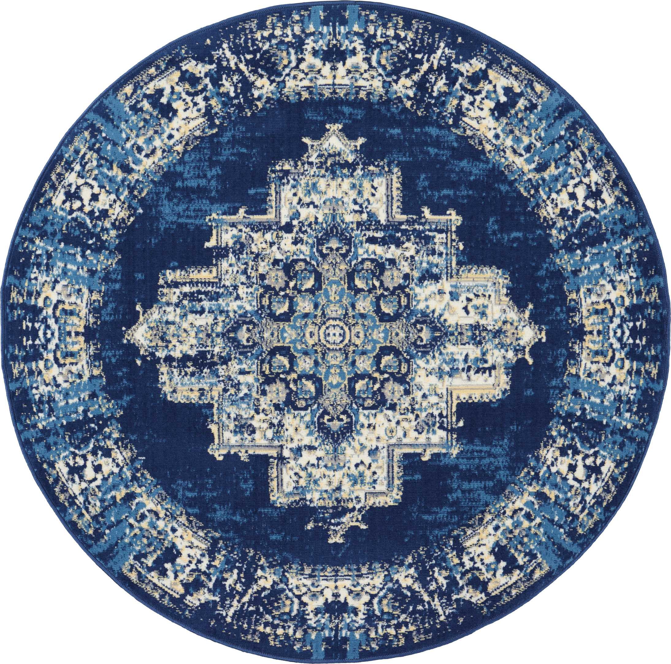 Navy Blue Center Medallion Persian Area Rug by Desert Fields Walmart