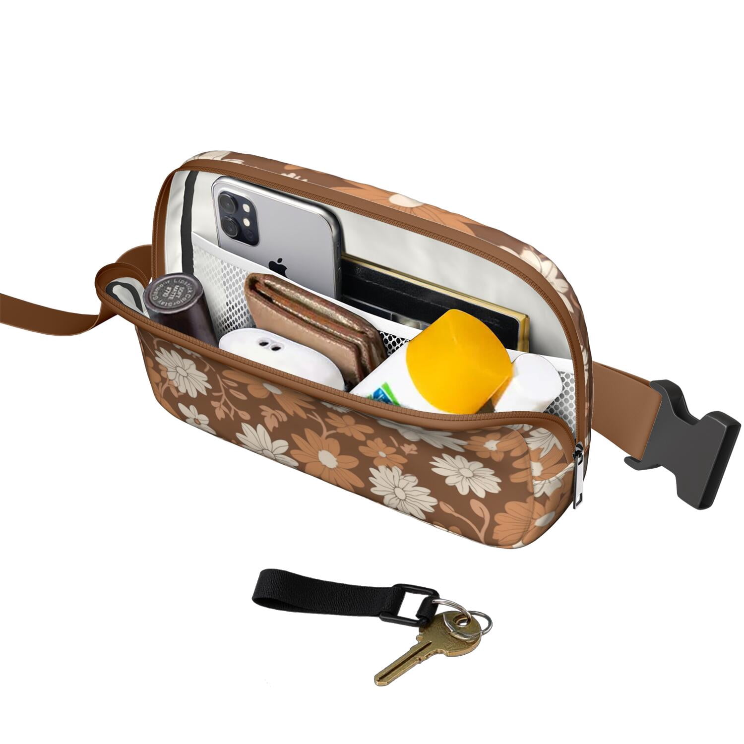 Vintage Daisy Fanny Pack – Artistic Wildflower Waist Bag for Women with Cute Retro Floral Print, Ideal for Spring, Summer & Autumn